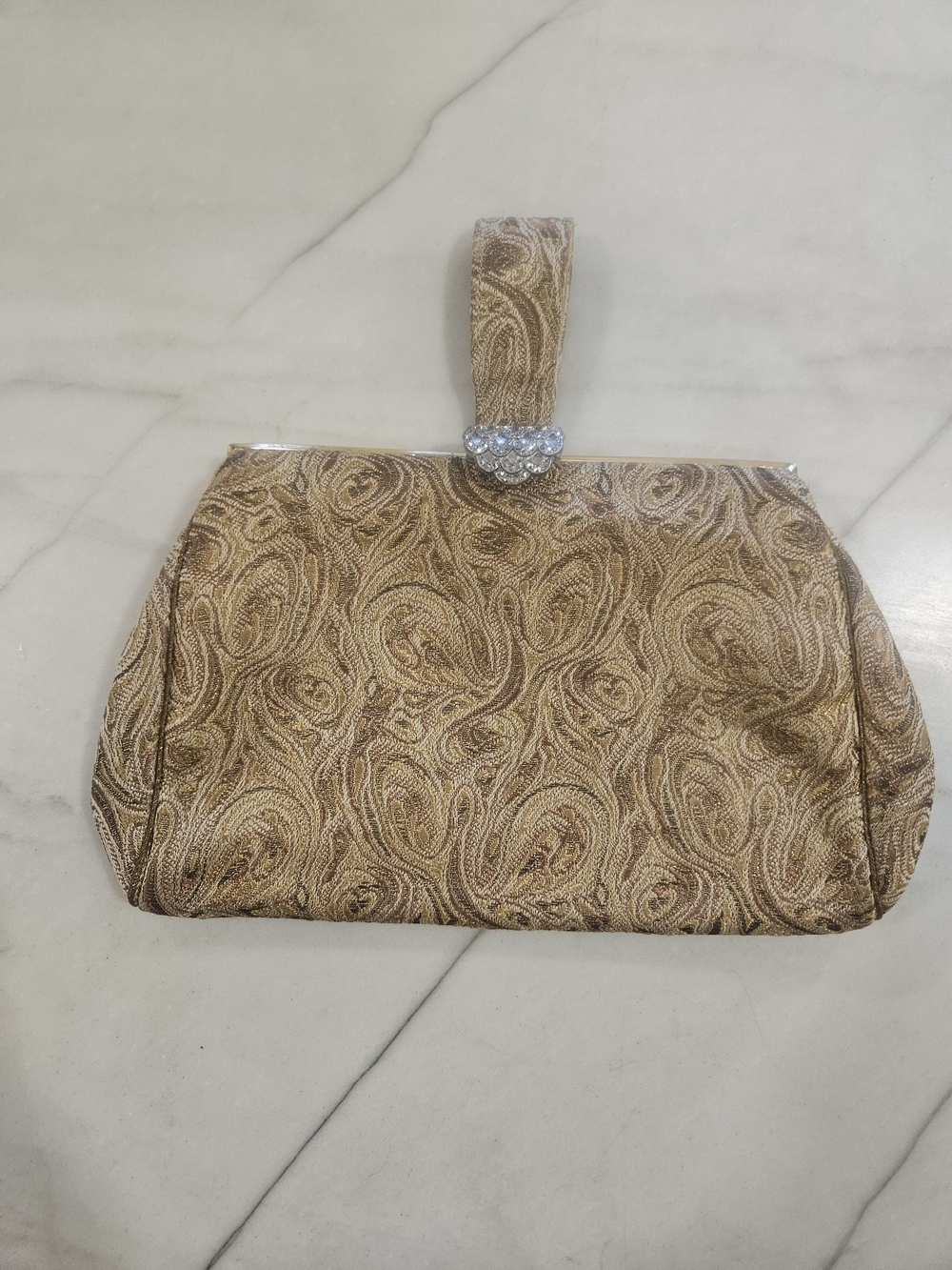 Vintage Gold Metallic Brocade Clutch